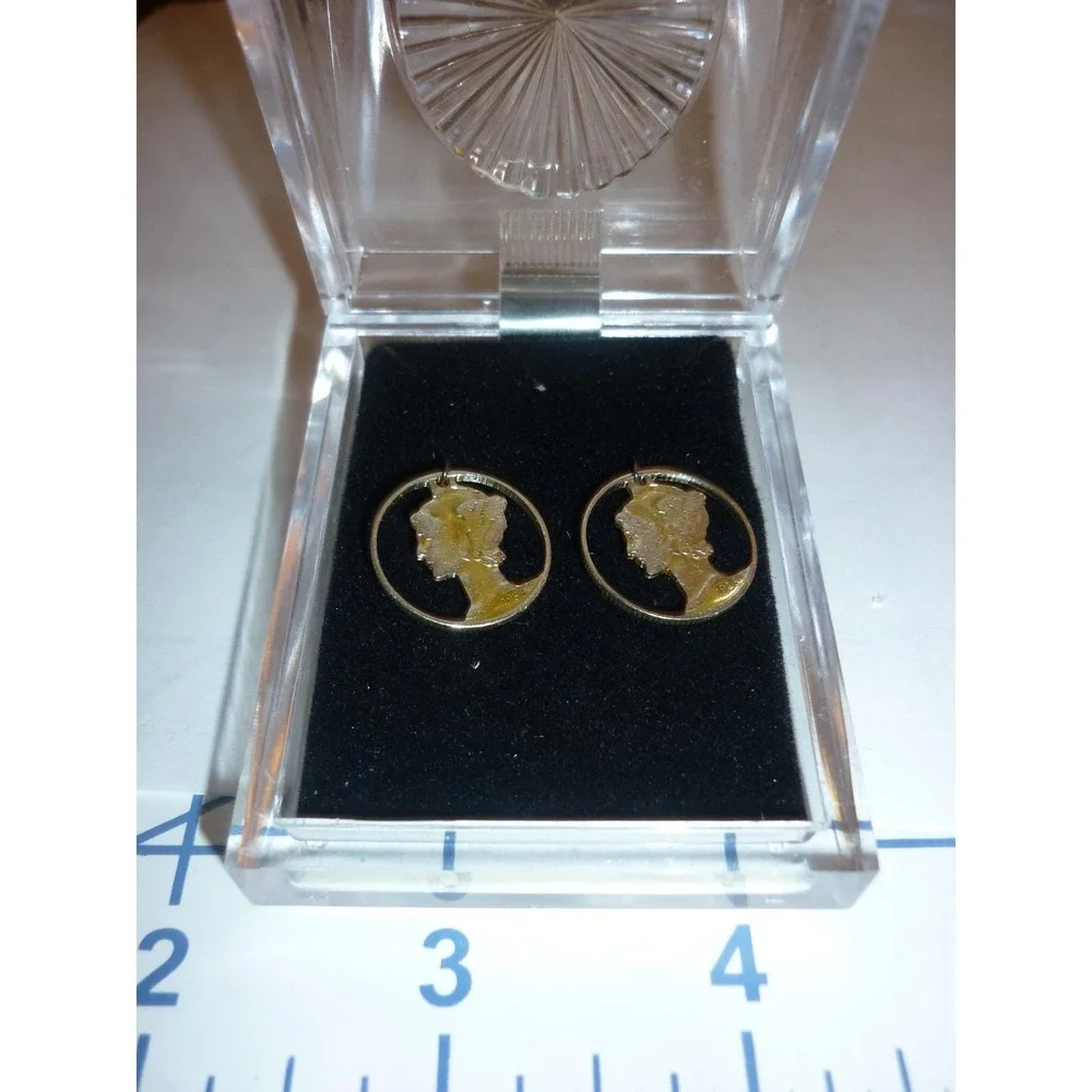 1944 Cut Out Mercury Dime Silver‎ Coin Dangle Earrings